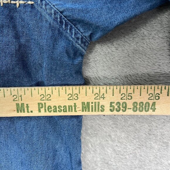 Sara Studio Womens Grandma 3X Christmas Long Sleeve Button‎ Up Blue Denim Shirt - Picture 7 of 13